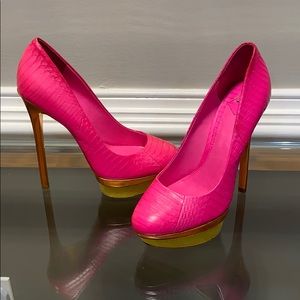 Brian Atwood Pink crocodile genuine leather heels! Never worn